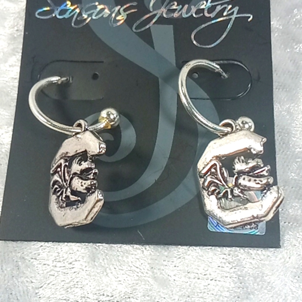 South Carolina Gamecocks Silver Earrings - Picture 2 of 3